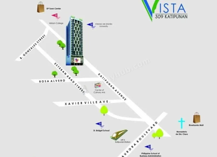 Studio Condo For Rent Vista 309 Residences Very Near from Miriam College and Ateneo de Manila Katipunan Quezon City